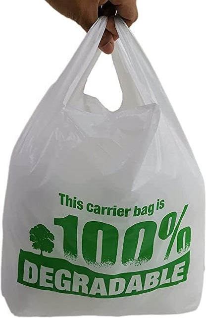 500 BIO Sac de course a bretelle TRANSPARENT (28X14X48) 30 micros sac plastique réutilisable en 30µ conformes au décret 2016-379 du 30 Mars 2016 pochon imprimé avec texte légal avec trou pour crochet