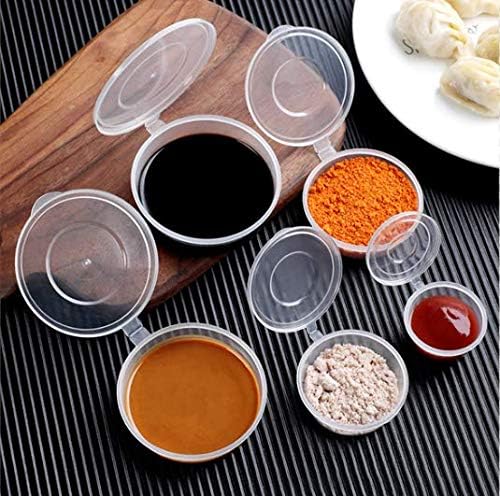 500 Pièces Pots à Sauce en Plastique avec Couvercle 30 ml Petit pot conservation Boite a Sauce Transparente Boites de Alimentaires recipients à emporter pour les Sauces