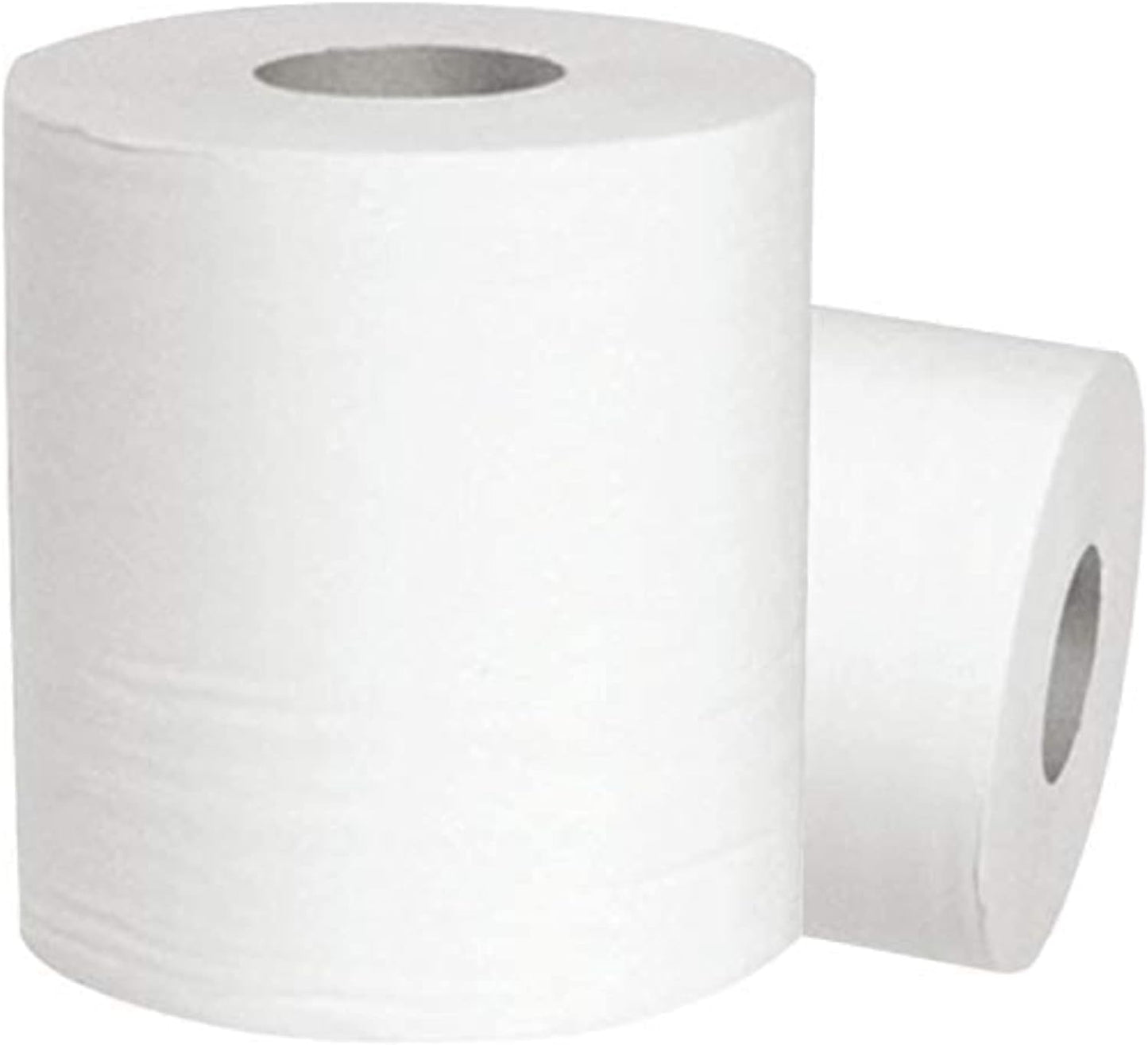 12 Lot Bobine Essuie-mains roulés extra-résistants, Essuie-mains en papier - 12 x rouleaux de 300 m d'essuie-mains en papier blanc (3200 m au total