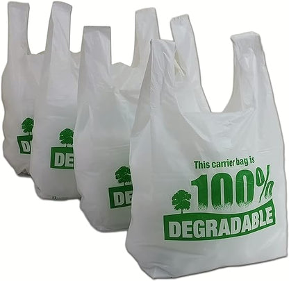 500 BIO Sac de course a bretelle TRANSPARENT (28X14X48) 30 micros sac plastique réutilisable en 30µ conformes au décret 2016-379 du 30 Mars 2016 pochon imprimé avec texte légal avec trou pour crochet