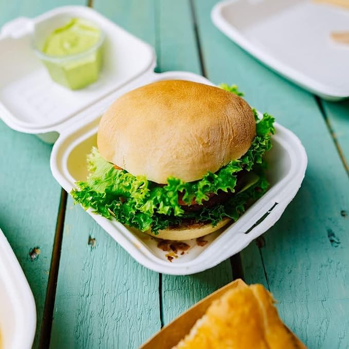 Lot De 100 Boîtes à Hamburger En Papier Kraft - 13x12,5x6,2 Cm, Couvercle à Charnière, Jetables Et Compostables - 11