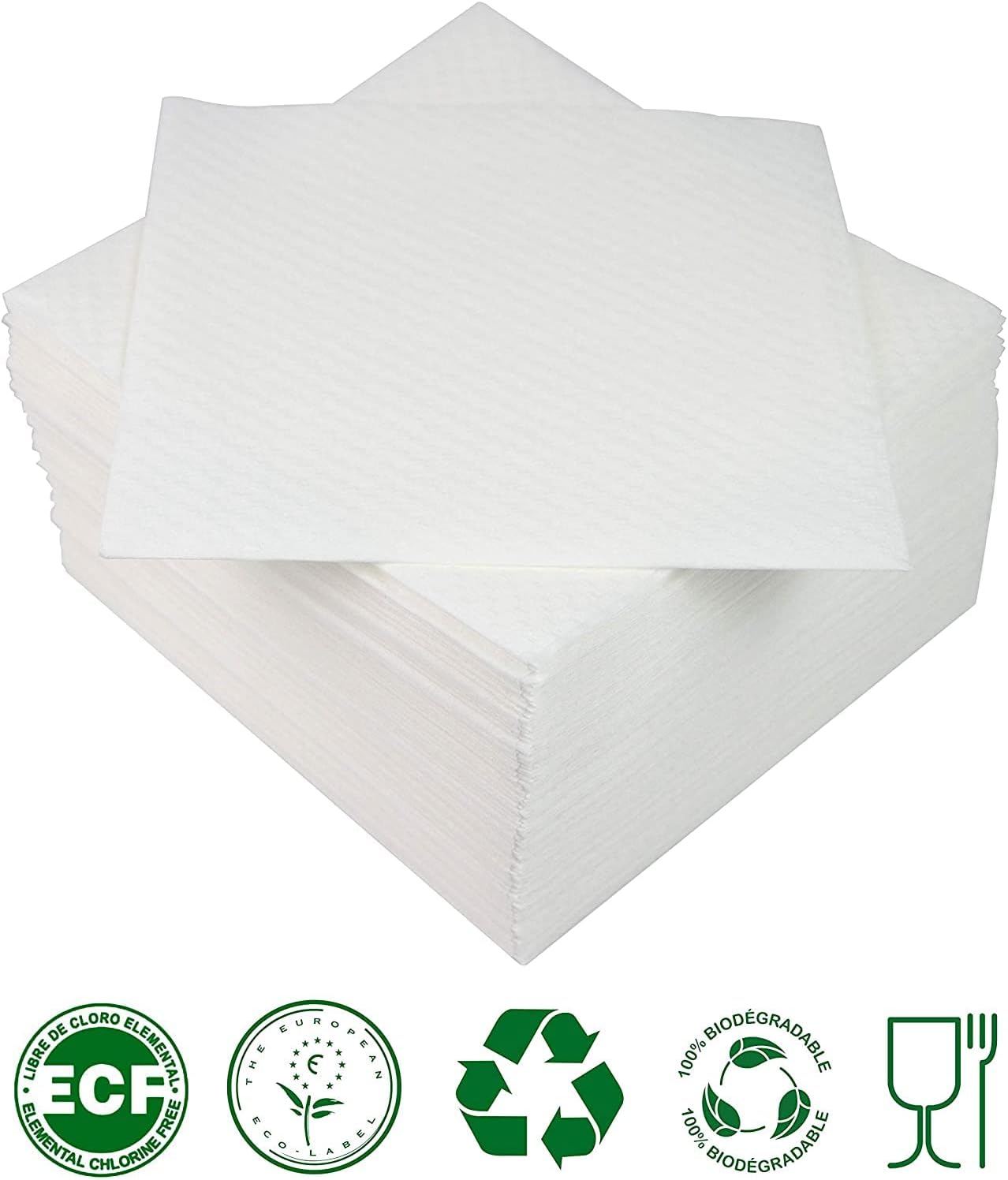 2000 Serviettes en Papier Écoresponsable, Serviettes en Papier Blanc à Cocktail, Serviette de Table Papier Biodégradables (29x30)