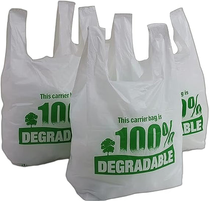 500 BIO Sac de course a bretelle TRANSPARENT (28X14X48) 30 micros sac plastique réutilisable en 30µ conformes au décret 2016-379 du 30 Mars 2016 pochon imprimé avec texte légal avec trou pour crochet