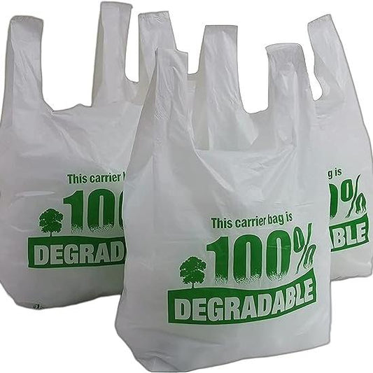 200 BIO Sac de course a bretelle TRANSPARENT (28X14X48) 30 micros sac plastique réutilisable en 30µ conformes au décret 2016-379 du 30 Mars 2016 pochon imprimé avec texte légal avec trou pour crochet